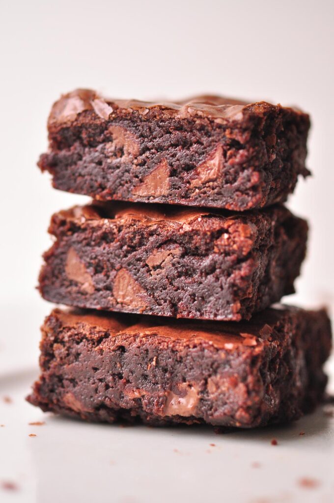 A stack of chocolate chip brownies