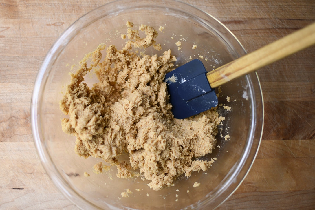 Freshly mixed snickerdoodle dough