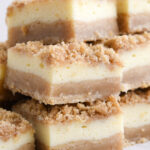 A stack of snickerdoodle cheesecake bars